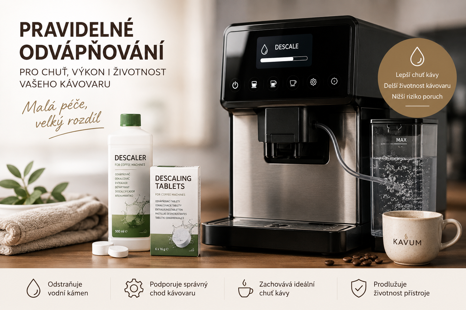 Pravidelné odvápňování kávovaru